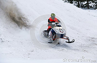 Volzhsk, RUSSIA, February 02, 2019: Championship of Russia on cross-country on snowmobiles Editorial Stock Photo