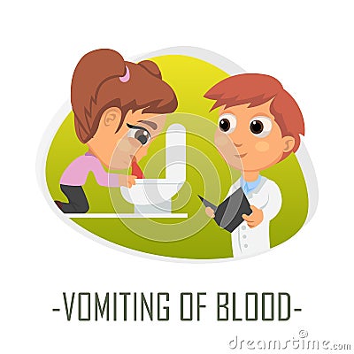 Vomiting of blood medical concept. Vector illustration. Cartoon Illustration