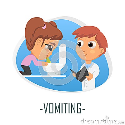 Vomiting medical concept. Vector illustration. Cartoon Illustration