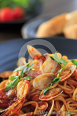 Vongole rosso spaghetti Stock Photo
