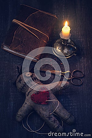 Voodoo doll with pins Stock Photo
