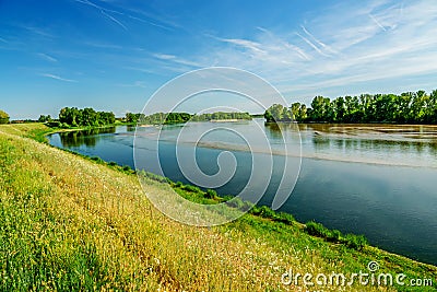The Rain River the `Loire` in the Loiredal in the Loiret, France. Stock Photo