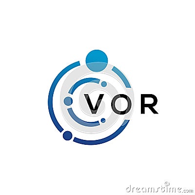 VOR letter technology logo design on white background. VOR creative initials letter IT logo concept. VOR letter design Vector Illustration