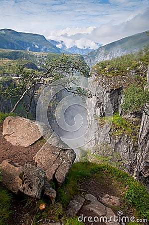 Voringsfossen waterfall canyon valley, Norway Stock Photo