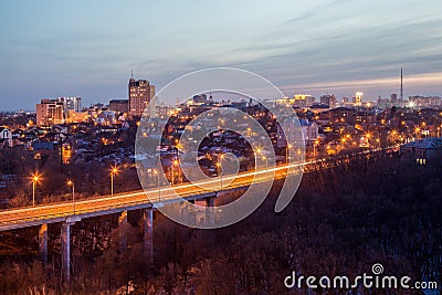 Voronezh highway. Transport interchange with overpass and bridge Editorial Stock Photo