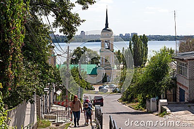 Voronezh, Russia - August 23. 2018. View on Assumption Admiralty Church from street Decembrists Editorial Stock Photo