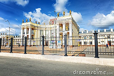 Voronezh, Russia, 09/24/2016: The building of the railway station in the city center Editorial Stock Photo