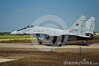 VORONEZH, RUSSIA - MAY 25, 2014: Russian military aircraft Mig-29 Editorial Stock Photo