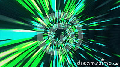 Vortex hyperspace tunnel wormhole time and space, warp science fiction Background 3D Animation Stock Photo