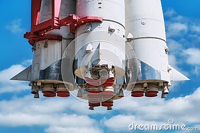 Vostok rocket engine nozzle at VDNKh - Moscow, Russia 05 24 2019 Editorial Stock Photo