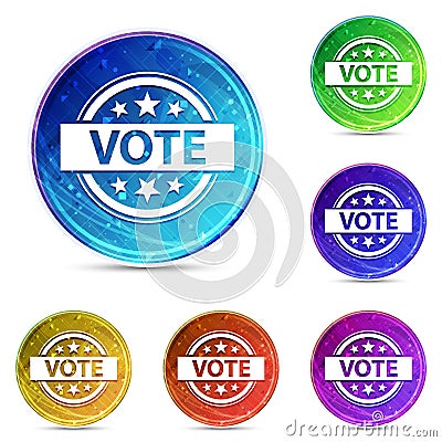 Vote badge icon digital abstract round buttons set illustration Vector Illustration