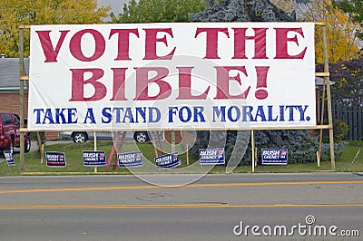 Vote The Bible election 2004 campaign sign Editorial Stock Photo
