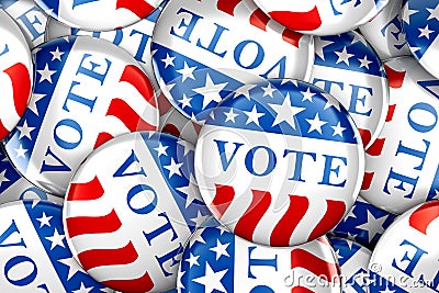 Vote buttons in red, white, and blue with stars Stock Photo