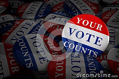 Vote buttons in red, white, and blue with stars Stock Photo