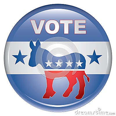 Vote Democrat Button Vector Illustration