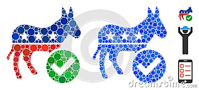 Vote Democrat Donkey Composition Icon of Circles Vector Illustration