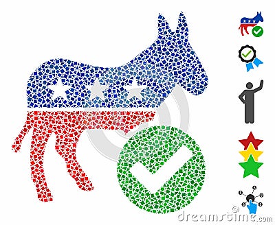 Vote democrat donkey Composition Icon of Uneven Items Vector Illustration