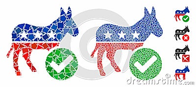 Vote democrat donkey Mosaic Icon of Joggly Parts Vector Illustration