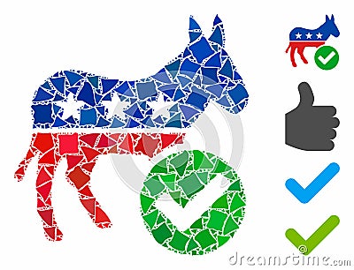 Vote democrat donkey Mosaic Icon of Uneven Elements Editorial Stock Photo