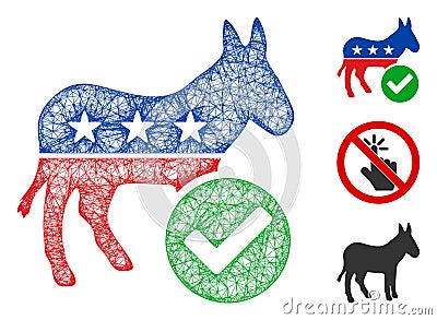 Vote Democrat Donkey Polygonal Web Vector Mesh Illustration Cartoon Illustration