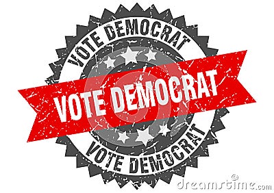 Vote democrat stamp. vote democrat grunge round sign. Vector Illustration