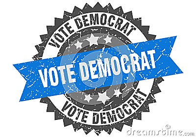 Vote democrat stamp. vote democrat grunge round sign. Vector Illustration