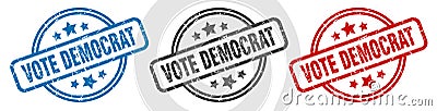 vote democrat stamp. vote democrat round isolated sign. Vector Illustration