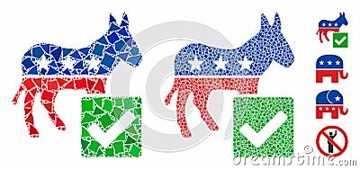 Vote democratic Mosaic Icon of Rough Items Vector Illustration