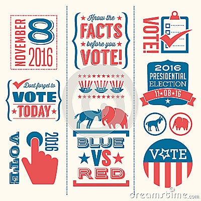 Vote design elements for 2016 election Vector Illustration
