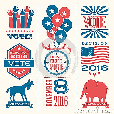 Vote design elements for 2016 election Vector Illustration