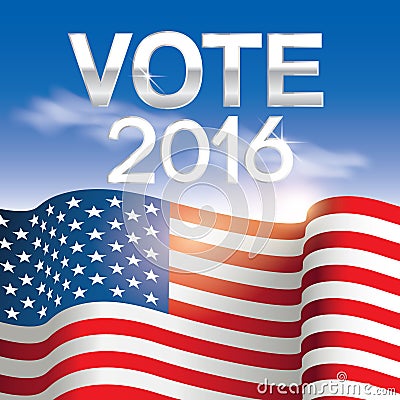 Vote design poster, banner for Presidential Election USA, American flag background Vector Illustration
