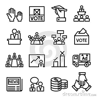 Vote , election, democracy icon set Cartoon Illustration