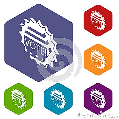 Vote emblem icons vector hexahedron Vector Illustration
