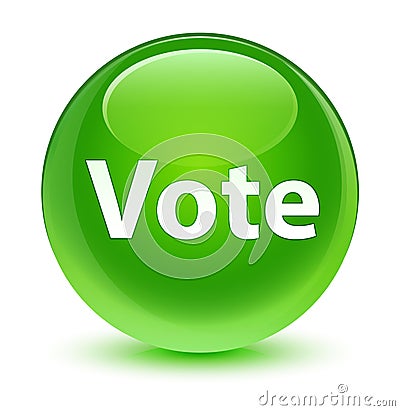 Vote glassy green round button Cartoon Illustration