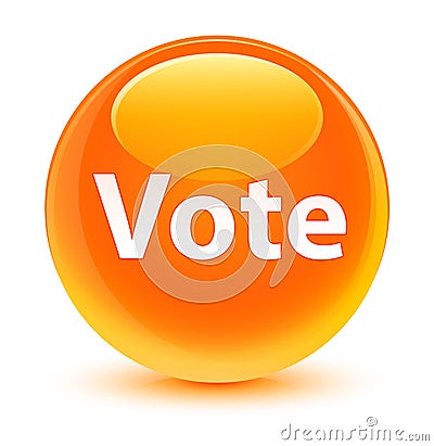 Vote glassy orange round button Cartoon Illustration