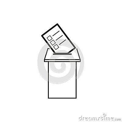 Vote icon. Election ballot put in a box,symbol. Vector illustration. EPS 10. Vector Illustration