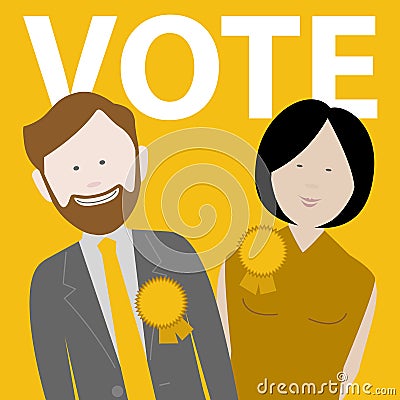 Vote liberal political candidates uk Vector Illustration