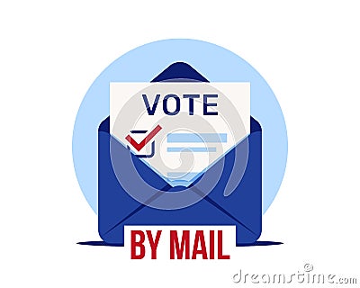 Vote by mail. Distant voting. Election ballot in an envelope Vector Illustration