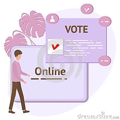 Vote Online Vector People Election E-voting Vector Illustration