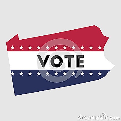 Vote Pennsylvania state map outline. Vector Illustration