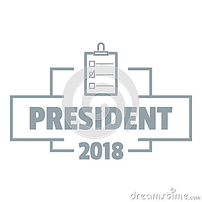 Vote president logo, simple gray style Vector Illustration