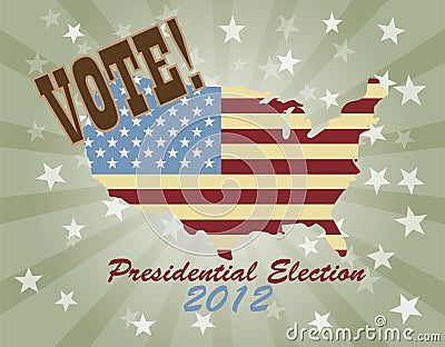 Vote Presidential Election 2012 USA Map Vector Illustration