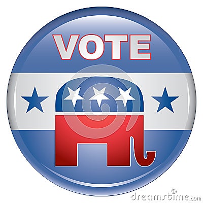 Vote Republican Button Vector Illustration