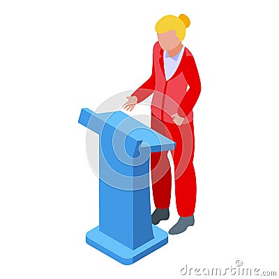 Vote speaker speech icon isometric vector. Booth election Vector Illustration