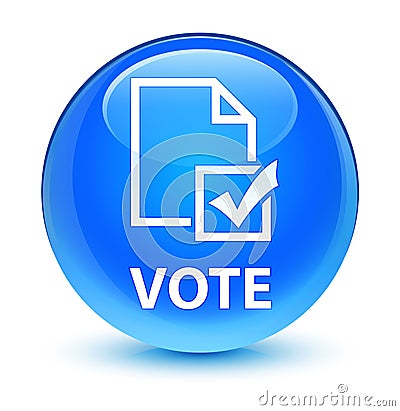 Vote (survey icon) glassy cyan blue round button Cartoon Illustration