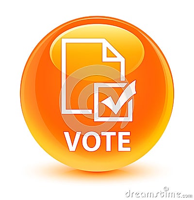 Vote (survey icon) glassy orange round button Cartoon Illustration