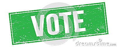 VOTE text on green grungy rectangle stamp Stock Photo