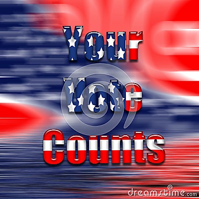 Vote text on USA flag. Cartoon Illustration