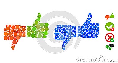 Vote Thumbs Mosaic Icon of Circle Dots Stock Photo