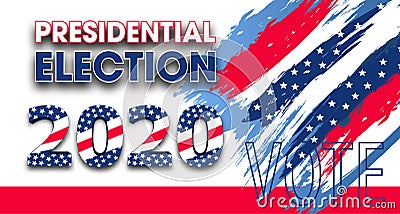 Vote 2020 USA. United States of America Presidential Election. Dynamic design elements for a flyer, presentations, poster. Vector Illustration